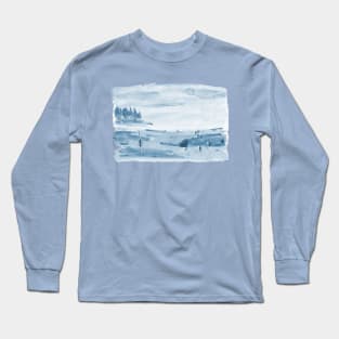 Family on the beach strand at Bjorno Sweden - blue Long Sleeve T-Shirt